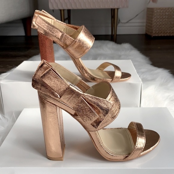 Missguided Rose Gold Open Toe Heels Sandals 7 6.5​​ - Picture 1 of 14